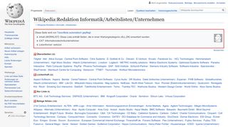 
                            10. Wikipedia:Redaktion Informatik/Arbeitslisten/Unternehmen – Wikipedia