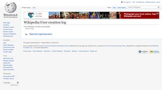 
                            9. Wikipedia:User creation log - Wikipedia