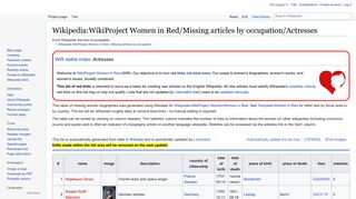 
                            6. Wikipedia:WikiProject Women in Red/Missing articles by occupation ...