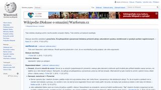 
                            12. Wikipedie:Diskuse o smazání/Warforum.cz – Wikipedie