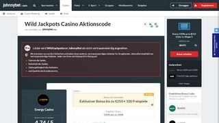 
                            12. Wild Jackpots Casino Aktionscode 2019: JOHNNYBET, VIP €450