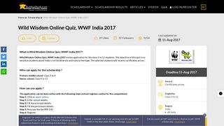 
                            9. Wild Wisdom Online Quiz, WWF India 2017 - Buddy4Study