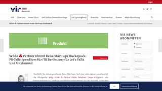 
                            11. Wilde & Partner nimmt Reise Start-ups Huckepack - v-i-r.de