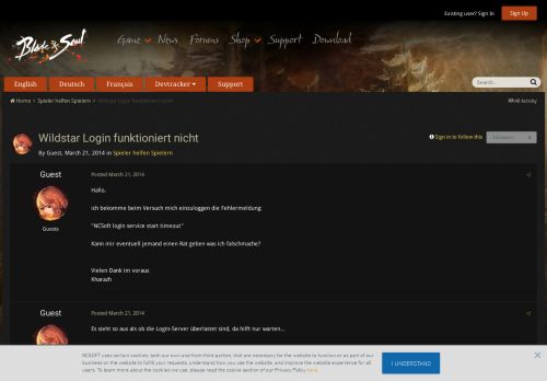 
                            7. Wildstar Login funktioniert nicht - Spieler helfen Spielern ...