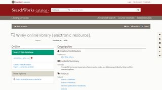 
                            13. Wiley online library [electronic resource]. in SearchWorks catalog