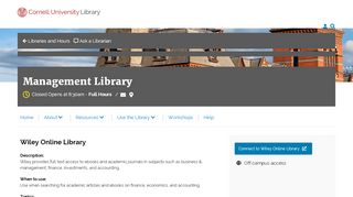 
                            6. Wiley Online Library | Management Library | Cornell University