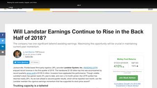 
                            8. Will Landstar Earnings Continue to Rise in the Back Half of 2018 ...