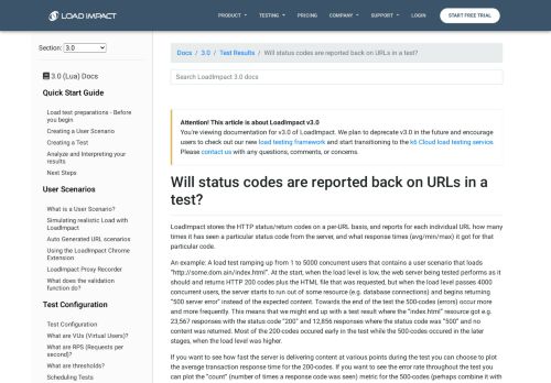 
                            9. Will status codes are reported back on URLs in a test? - Load Impact