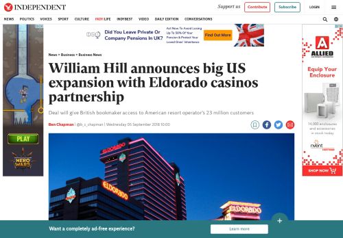 
                            10. William Hill announces big US expansion with Eldorado casinos ...