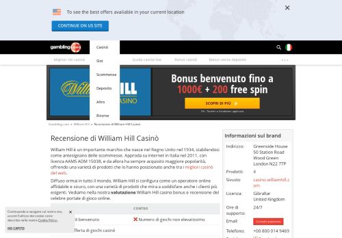 
                            10. William Hill Casinò Bonus e giri gratis in Italia - Gambling.com