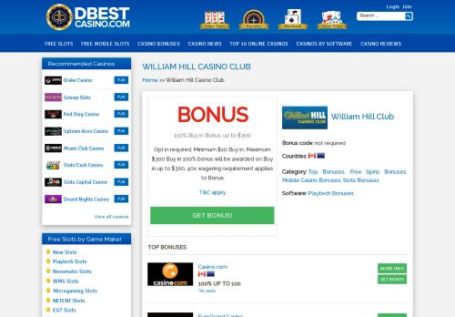 
                            11. William Hill Casino Club Bonus | DBestCasino.com