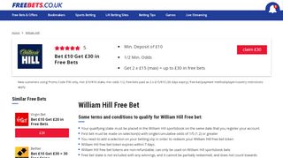 
                            9. William Hill Free Bet offer - Bet £10 Get £30 | Freebets.co.uk