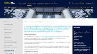 
                            4. William Hill Plc: Share dealing - Shareholder centre - ...