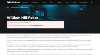 
                            11. William Hill Poker Room Review | Exclusive Bonus & Freerolls