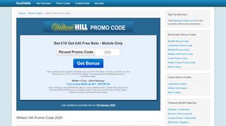 
                            13. William Hill Promo Code - £40 Free Bet + Free Spins February 2019