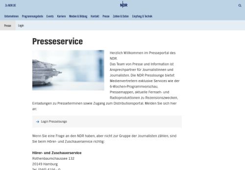 
                            1. Willkommen im Presseportal des NDR | NDR.de - Der NDR - Presse ...