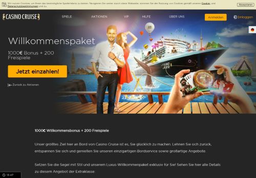 
                            5. Willkommensbonus: 1000€ + 200 Freispiele | CasinoCruise