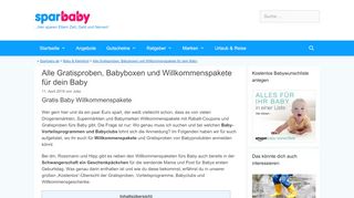 
                            5. Willkommenspakete und Gratisproben für dein Baby › Sparbaby.de