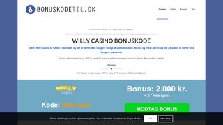 
                            7. Willy Casino bonuskode 2019 → 37 free spins i bonus i februar