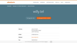 
                            9. willy.tel Hotline, Anschrift, Faxnummer und E-Mail - Aboalarm