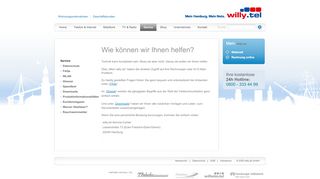 
                            6. willy.tel ... Mein Hamburg. Mein Netz. > Service