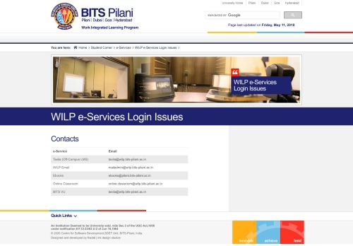 
                            3. WILP e-Services Login Issues - BITS Pilani