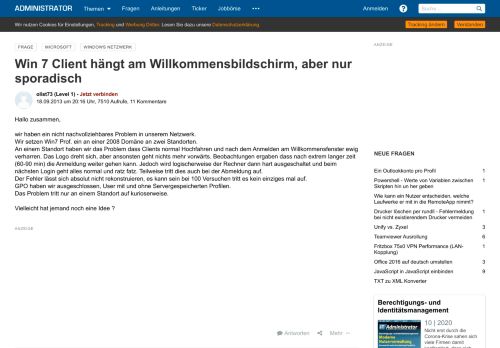 
                            6. Win 7 Client hängt am Willkommensbildschirm aber nur sporadisch ...