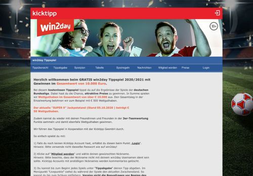 
                            3. win2day Tippspiel | kicktipp