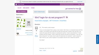 
                            4. Win7 login for vb.net program?? - MSDN - Microsoft