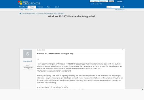 
                            10. Windows 10 1803 Unattend Autologon help - Windows 10 Forums