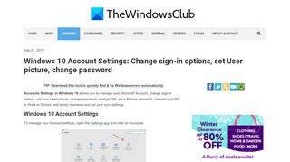 
                            8. Windows 10 Account Settings: Change sign-in ... - The Windows Club