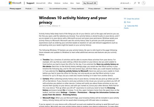 
                            9. Windows 10 activity history and your privacy - Microsoft privacy