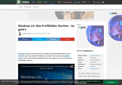 
                            9. Windows 10: Alte Profilbilder löschen – So geht's – GIGA