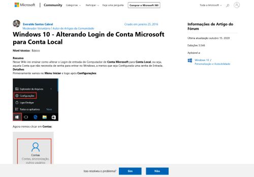 
                            3. Windows 10 - Alterando Login de Conta Microsoft para Conta Local ...