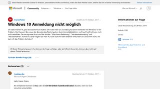 
                            5. Windows 10 Anmeldung nicht möglich - Microsoft Community