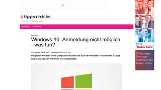 
                            4. Windows 10: Anmeldung nicht möglich - was tun? - Heise