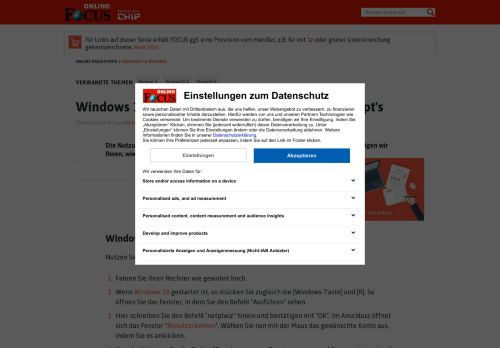 
                            6. Windows 10: Anmeldung ohne Passwort - so klappt's | FOCUS.de