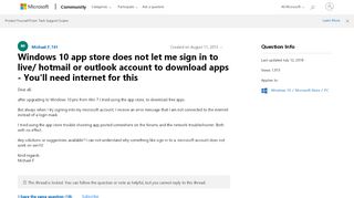 
                            10. Windows 10 app store does not let me sign in to live/ hotmail or ...