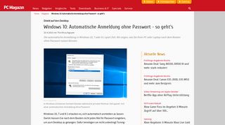 
                            4. Windows 10: Automatische Anmeldung ohne Passwort - so geht's - PC ...