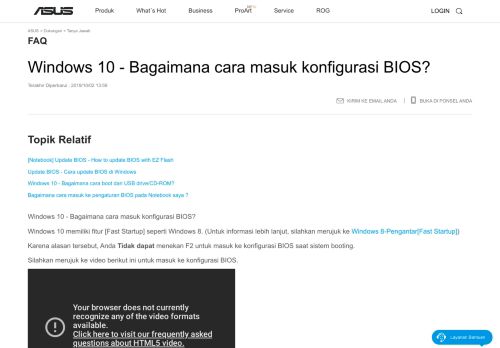 
                            9. Windows 10 - Bagaimana cara masuk konfigurasi BIOS? | Dukungan ...