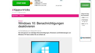 
                            2. Windows 10: Benachrichtigungen deaktivieren - Heise