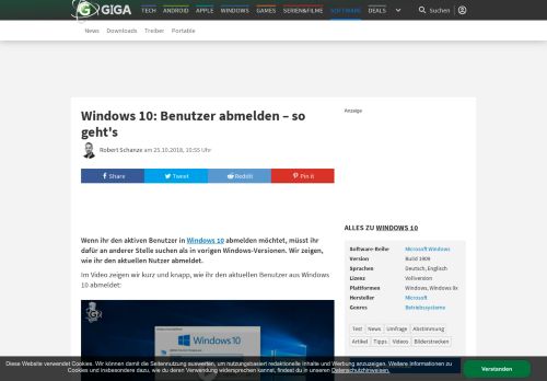 
                            12. Windows 10: Benutzer abmelden – so geht's – GIGA