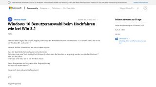 
                            13. Windows 10 Benutzerauswahl beim Hochfahren wie bei Win 8.1 ...