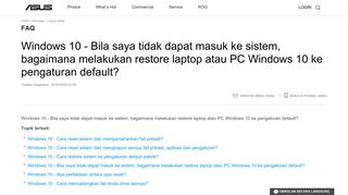 
                            3. Windows 10 - Bila saya tidak dapat masuk ke sistem, bagaimana ...