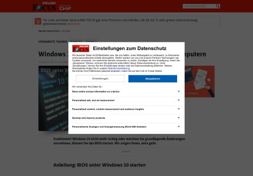
                            8. Windows 10: Bios starten - so geht's bei allen Computern | FOCUS.de