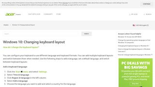 Windows 10: Changing keyboard layout - Answers - Acer