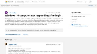 
                            1. Windows 10 computer not responding after login - Microsoft Community