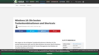 
                            10. Windows 10: Die besten Tastenkombinationen und Shortcuts – GIGA