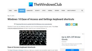 
                            10. Windows 10 Ease of Access and Settings keyboard shortcuts