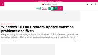 
                            1. Windows 10 Fall Creators Update common problems and fixes ...